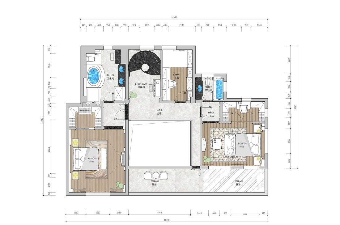 美式奢华空间,旋转楼梯与多元儿童房设计-30