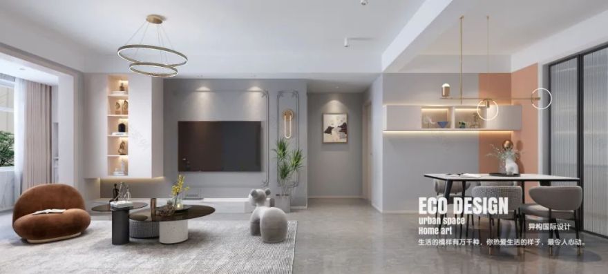 暖色调轻奢空间 | 西安亿润花园三室两厅设计案例-118