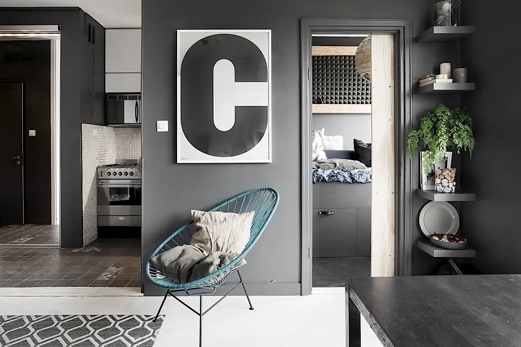 黑墙之魅 | 大胆尝试的小户型瑞典公寓-1
