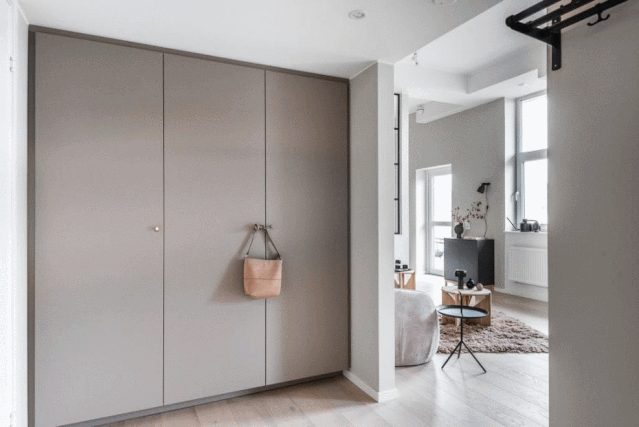 瑞典 40㎡中性风公寓,黑白灰++ 香芋紫,打造温柔独立空间-1