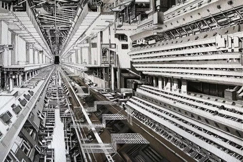 法国艺术家托马斯·达提格斯手绘中国全景建筑,细节震撼!-12