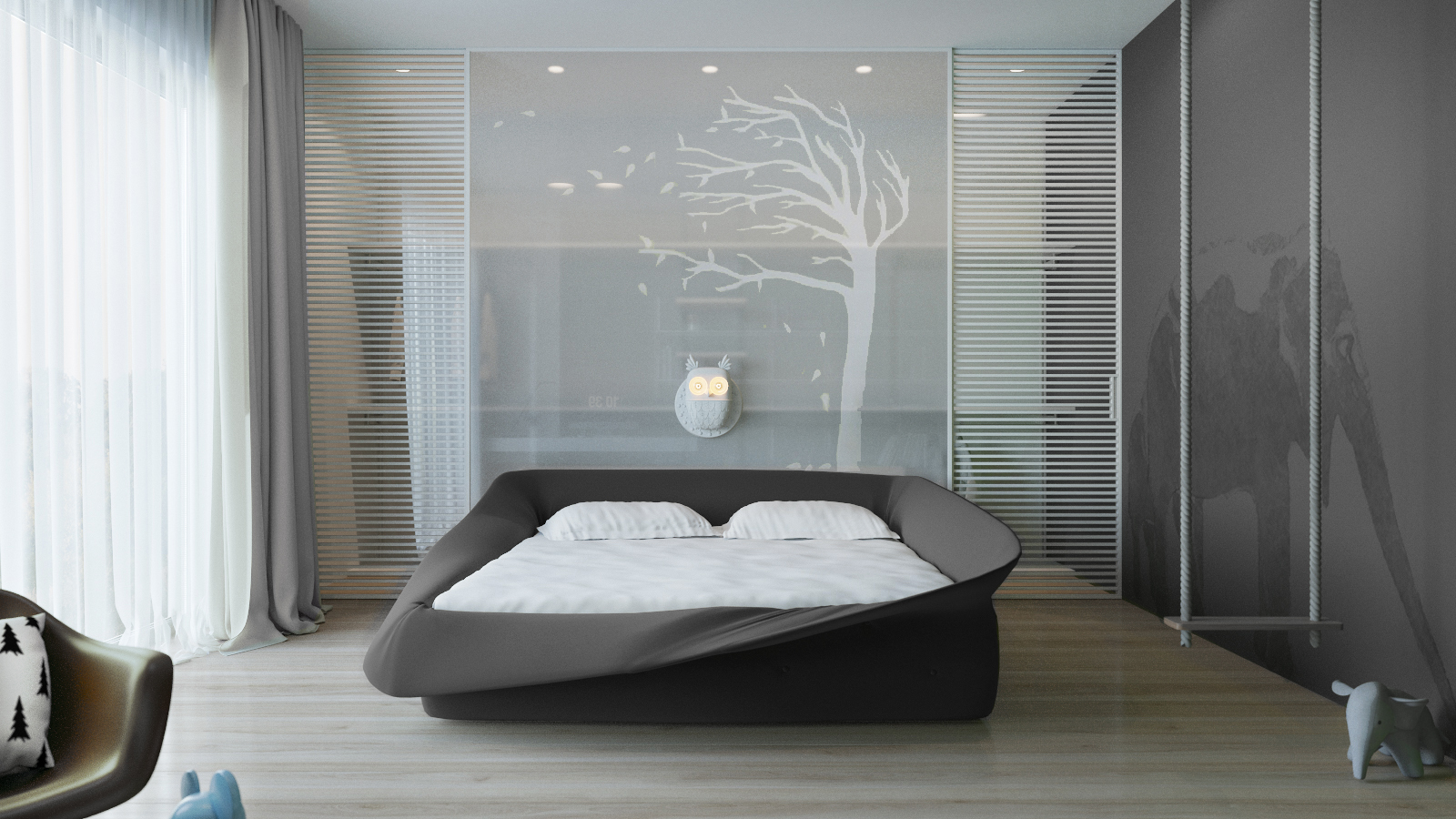 乌克兰基辅现代家庭阁楼设计-16