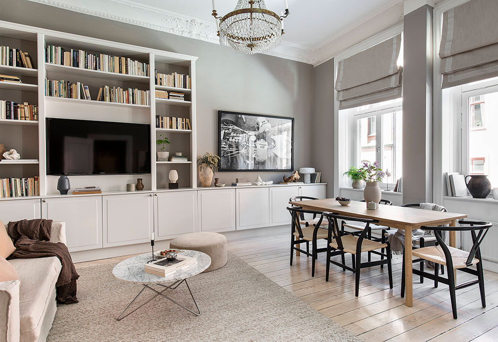 瑞典温馨公寓设计 | 书架与暖色调打造舒适空间-4