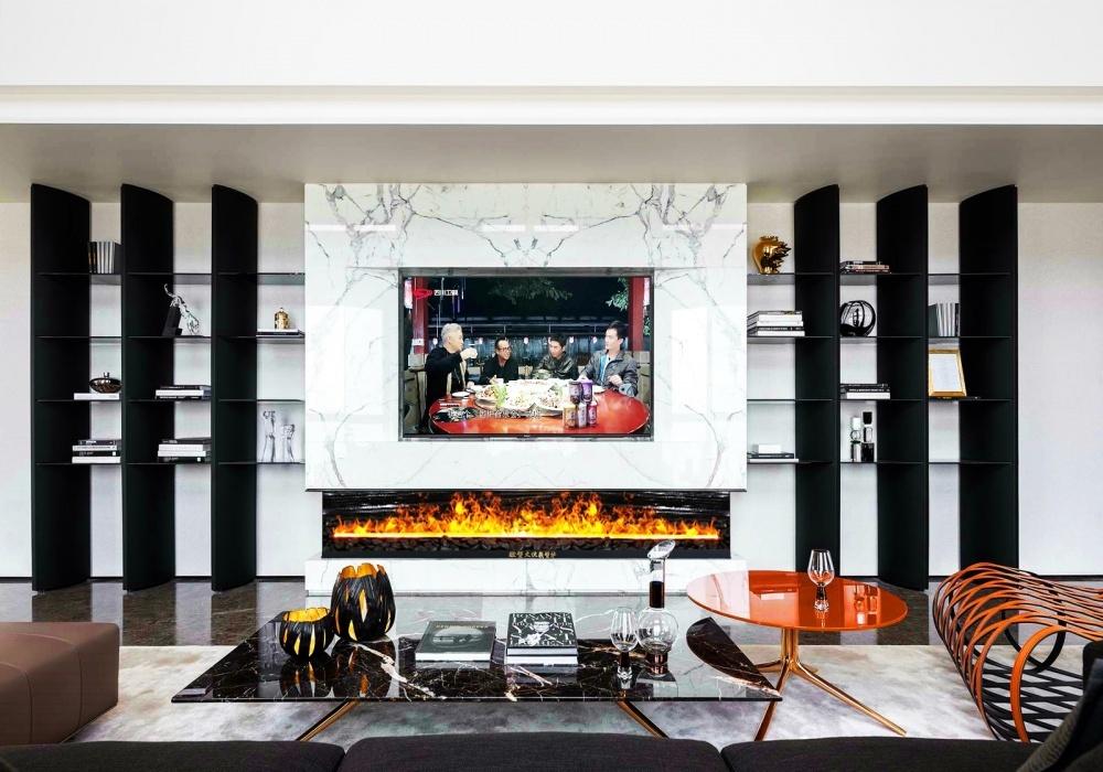 现代客厅财位设计 | 长条伏羲 3D 雾化壁炉-18