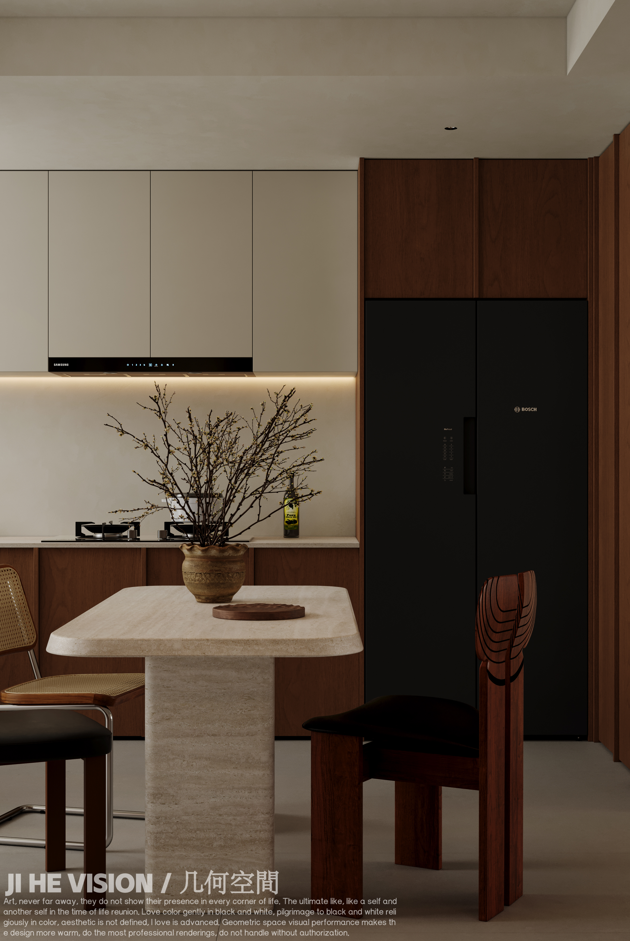 君瑞公馆中古风客餐厅丨几何空间视觉表现-8