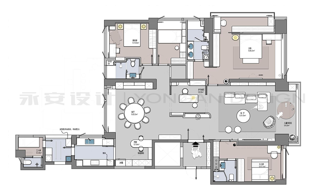 永安新作丨天健天骄266㎡轻奢的格调里，藏不住的童趣-32