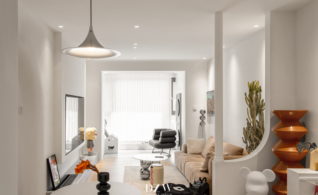 弧形拱门,波浪墙面新居设计-19