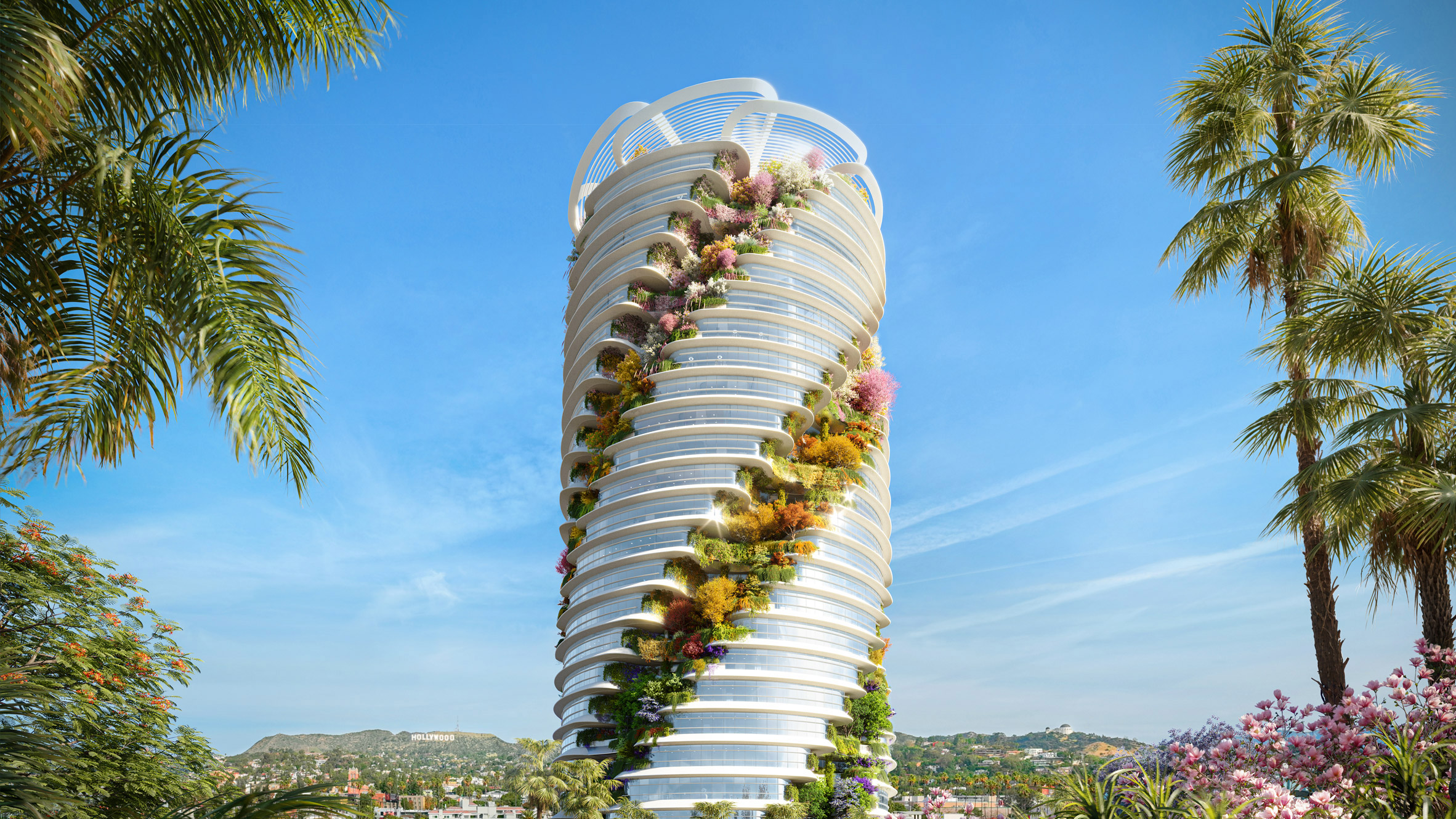 Foster + Partners designs Hollywood offices with spiralling plant-covered terraces-0