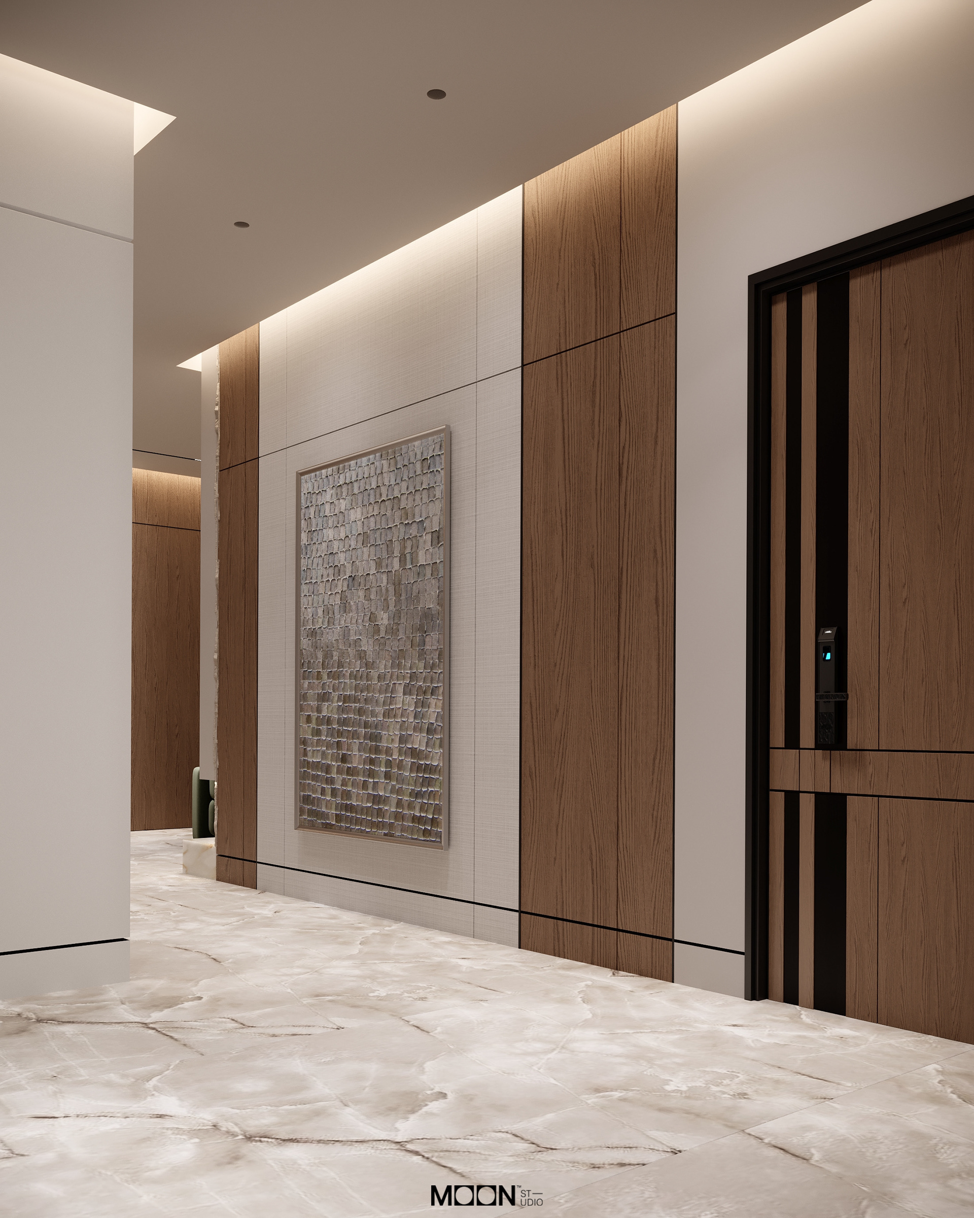 此处desgin可能拼写错误，正确的应该是design，Hall design可翻译为大厅设计 丨Moon Studio-7