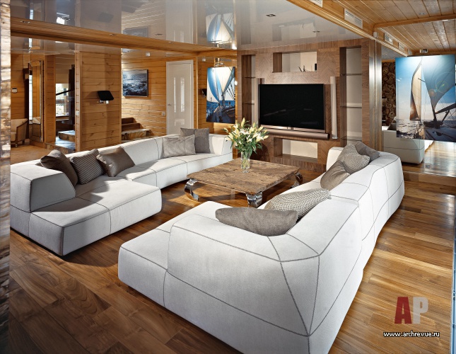 湖边两层木质度假屋室内设计丨室内艺术家 Марина Путиловская-12