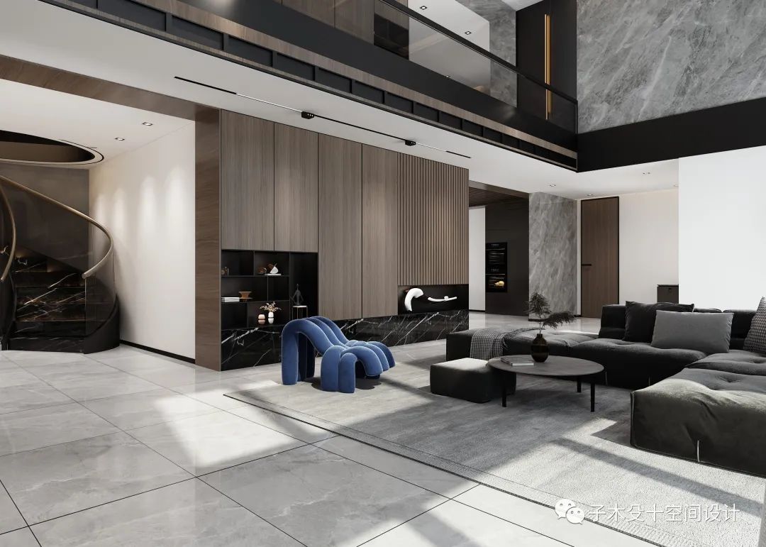 黑白灰极简大宅丨中国吉林丨子木殳十空间设计-9