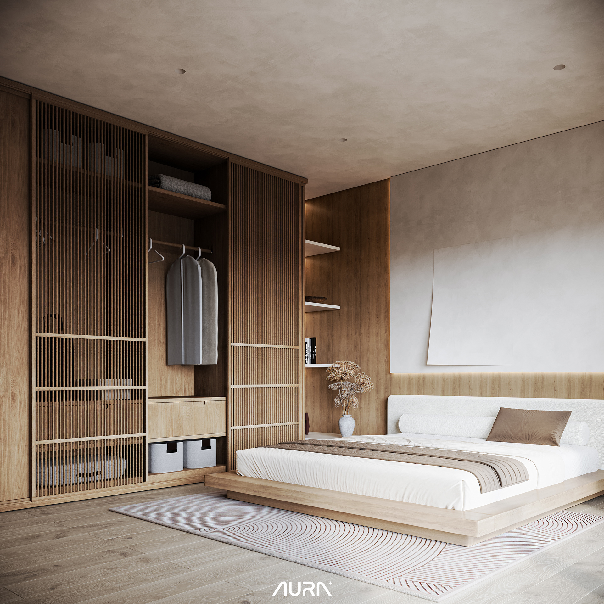 日式斯堪的纳维亚风格主卧丨AURA+ Studio-7