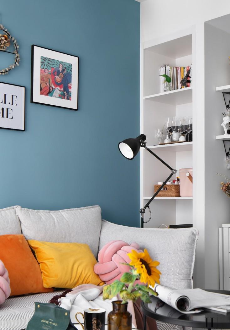 58 平米二手房重装 | 灰蓝茱萸粉的温馨小窝-13