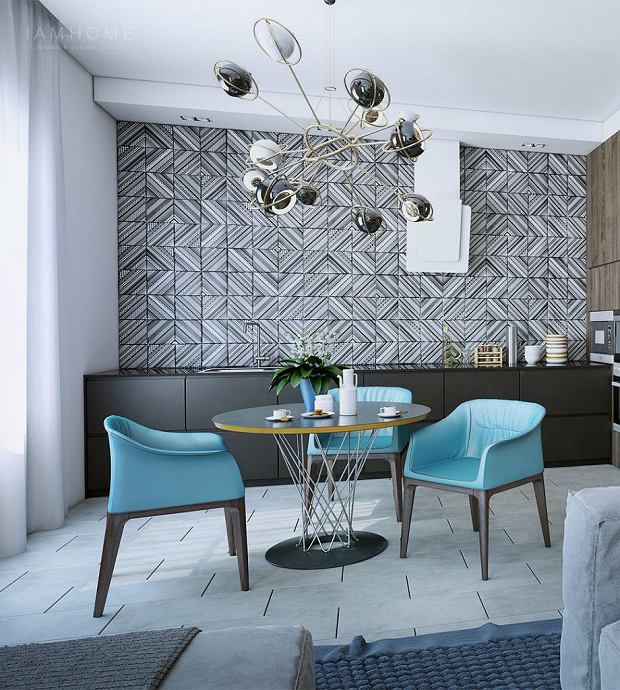 现代灰蓝色调公寓室内设计丨俄罗斯I AM HOME室内设计工作室-21