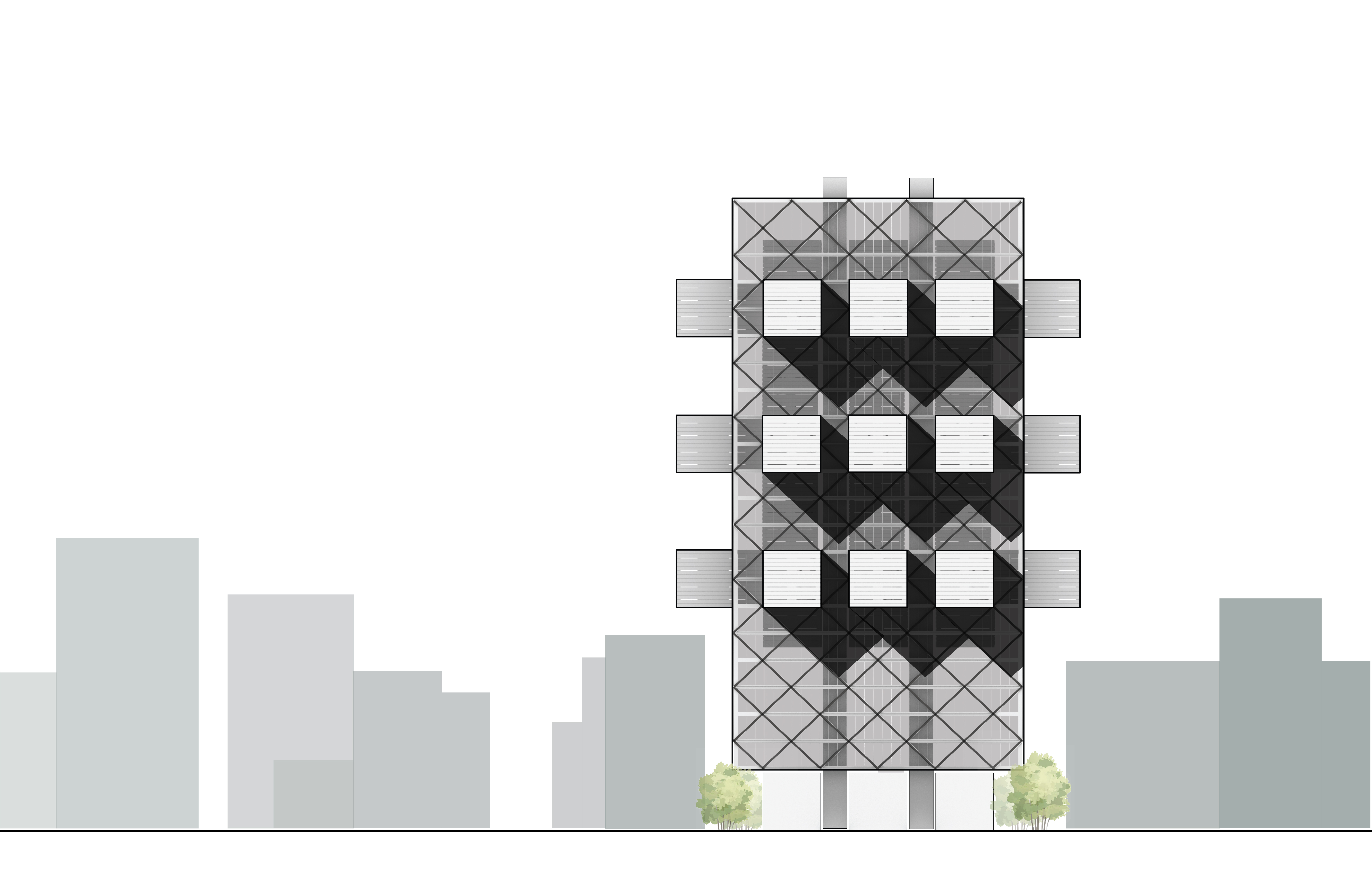寄生之塔——融合商业、住宅与酒店的网格设计-19