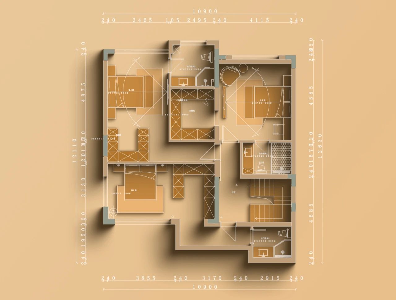 450 平现代轻奢养老房丨琢信装饰-35