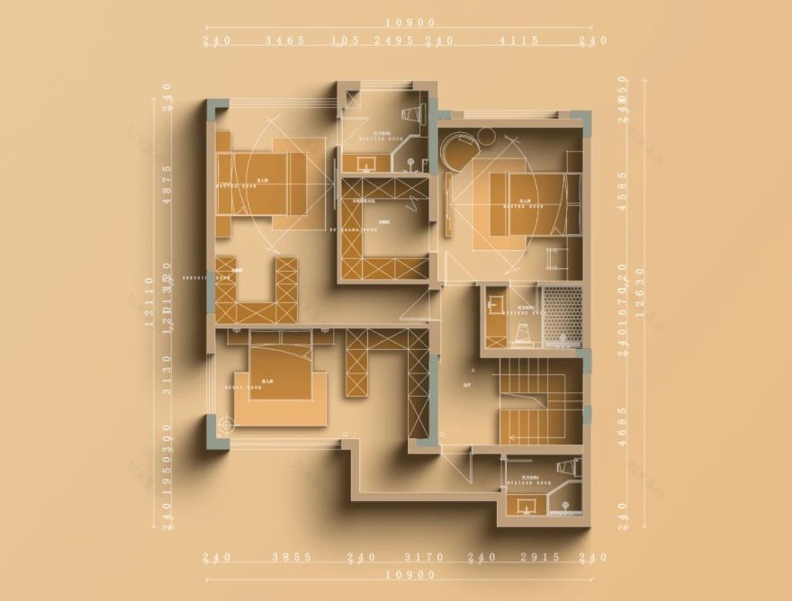 450 平现代轻奢养老房丨琢信装饰-35