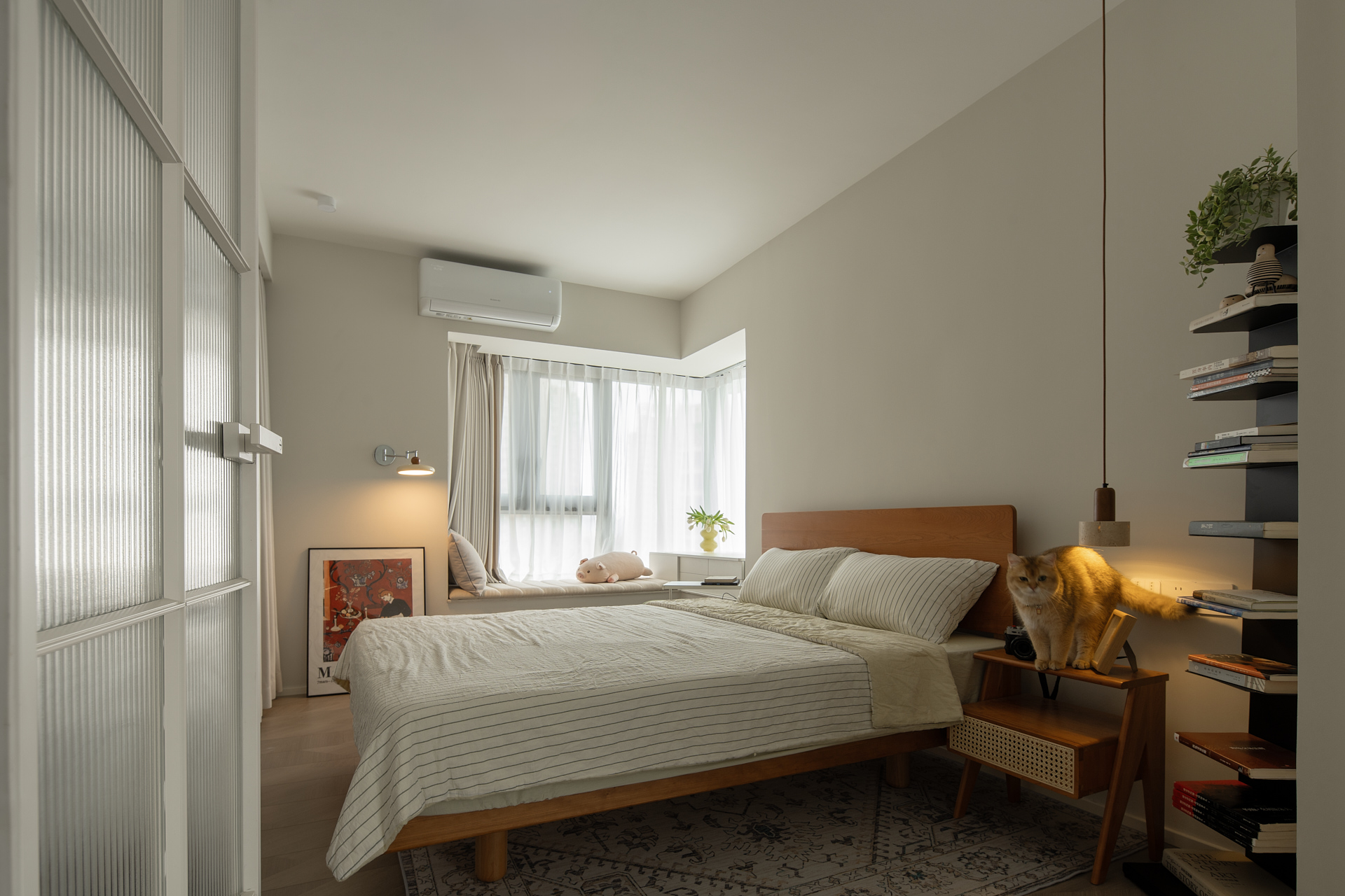 自由式客厅+日式四分离,治愈系的二人一猫-71