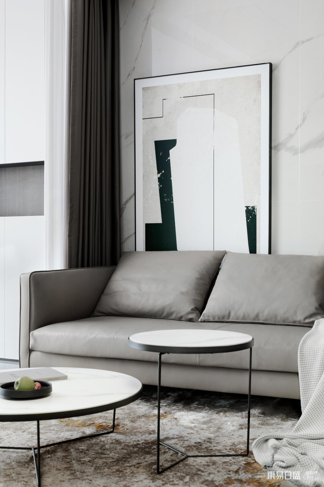 155㎡现代黑白灰简约风复式，客餐厨一体改出通透大视野-27