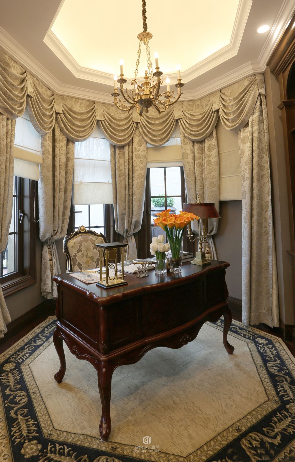 叶迹设计  重庆德旭翡翠御园B1样板间 英式贵族格调-8