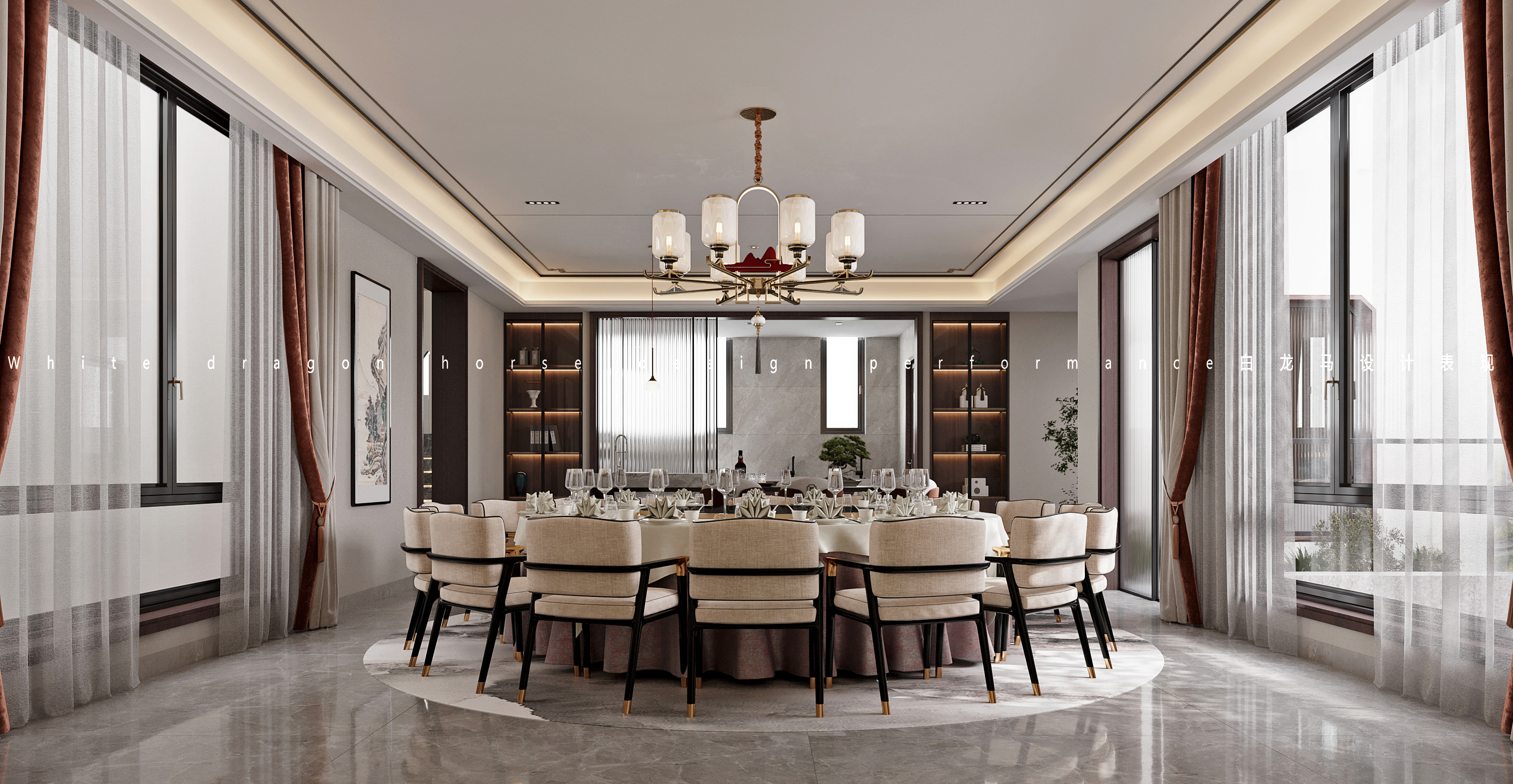 新中式别墅——白龙马效果图-3