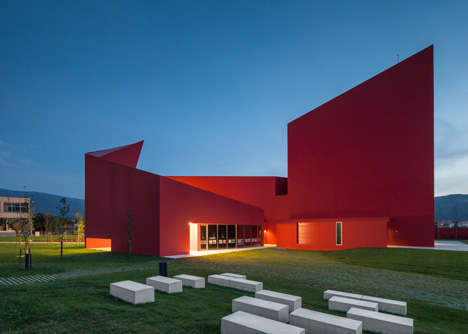 Casa das Artes art and culture centre with bright red walls-13