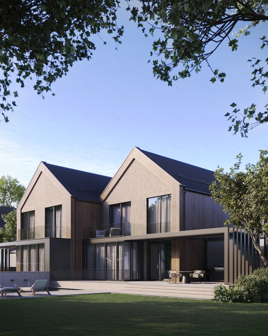 双拼别墅;双联住宅(注:TwinHouse常见指这种住宅形式,具体需结合语境确定) 丨MUKAAB-8