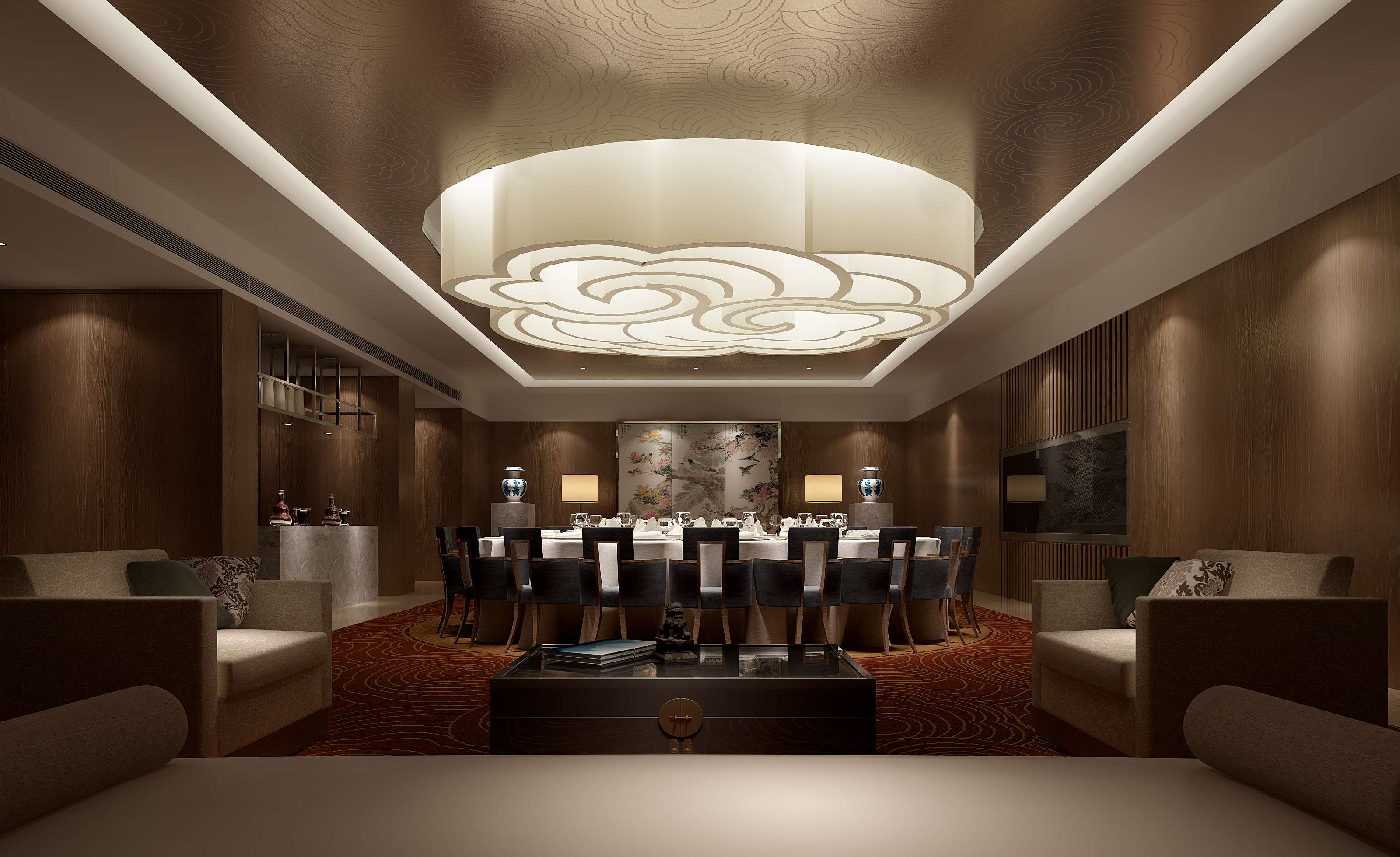 新中式风格奢华酒店餐厅 会所包房 包厢 包间 高清效果-3-4