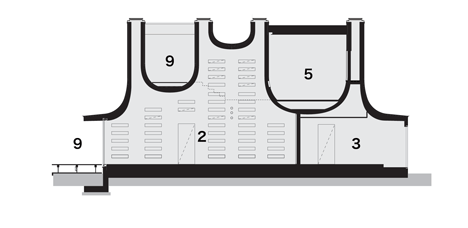 Curving roofline enhances acoustics inside house by NKS Architects-32