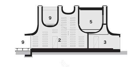 Curving roofline enhances acoustics inside house by NKS Architects-32