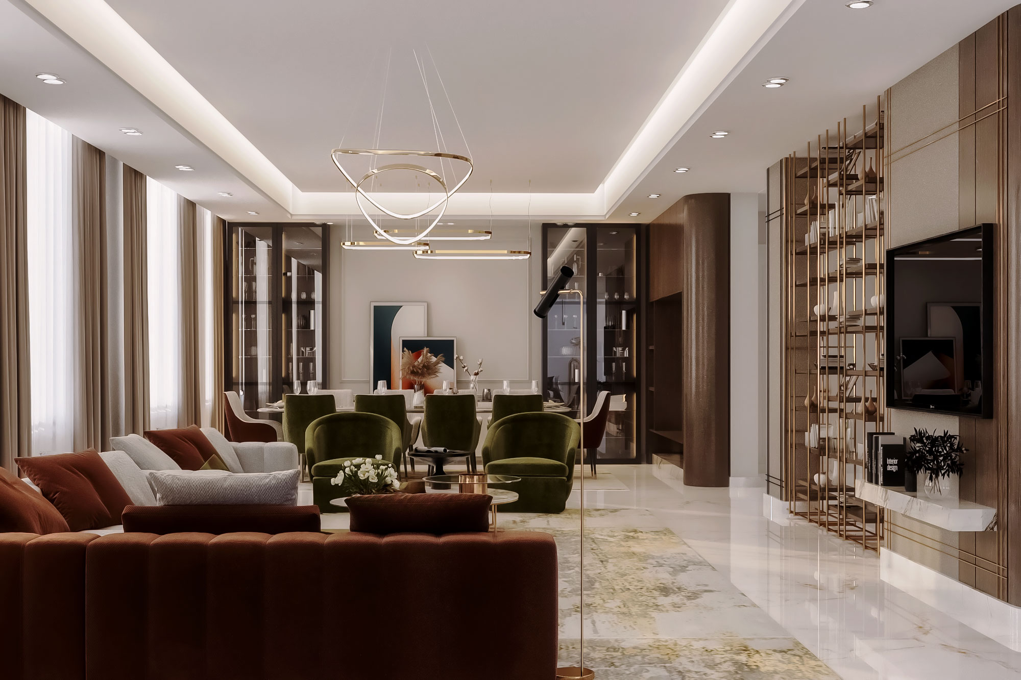 neoclassic living with dining in Kuwait-1