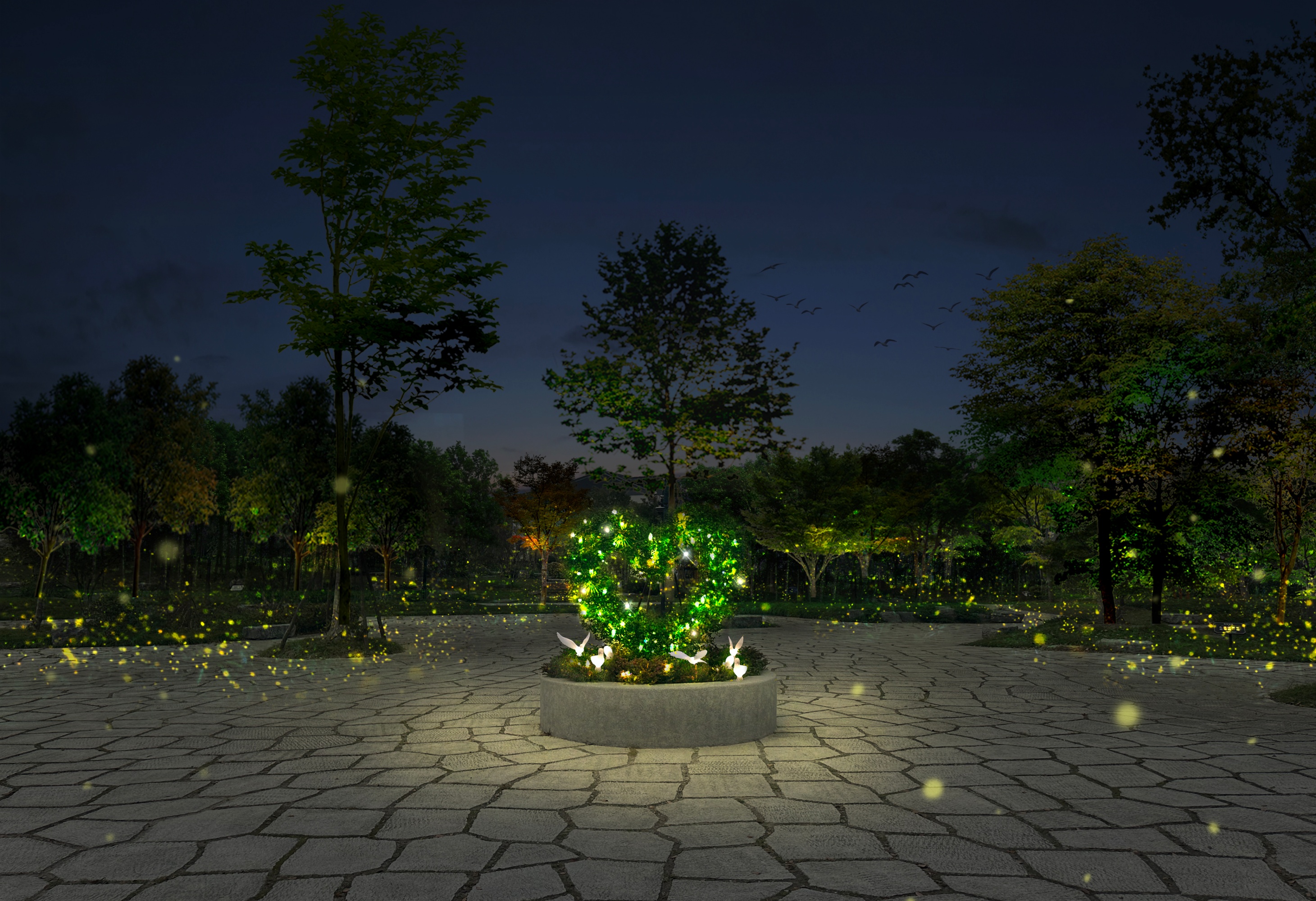 杭州桃花湖公园夜景灯光亮化丨中国杭州-13