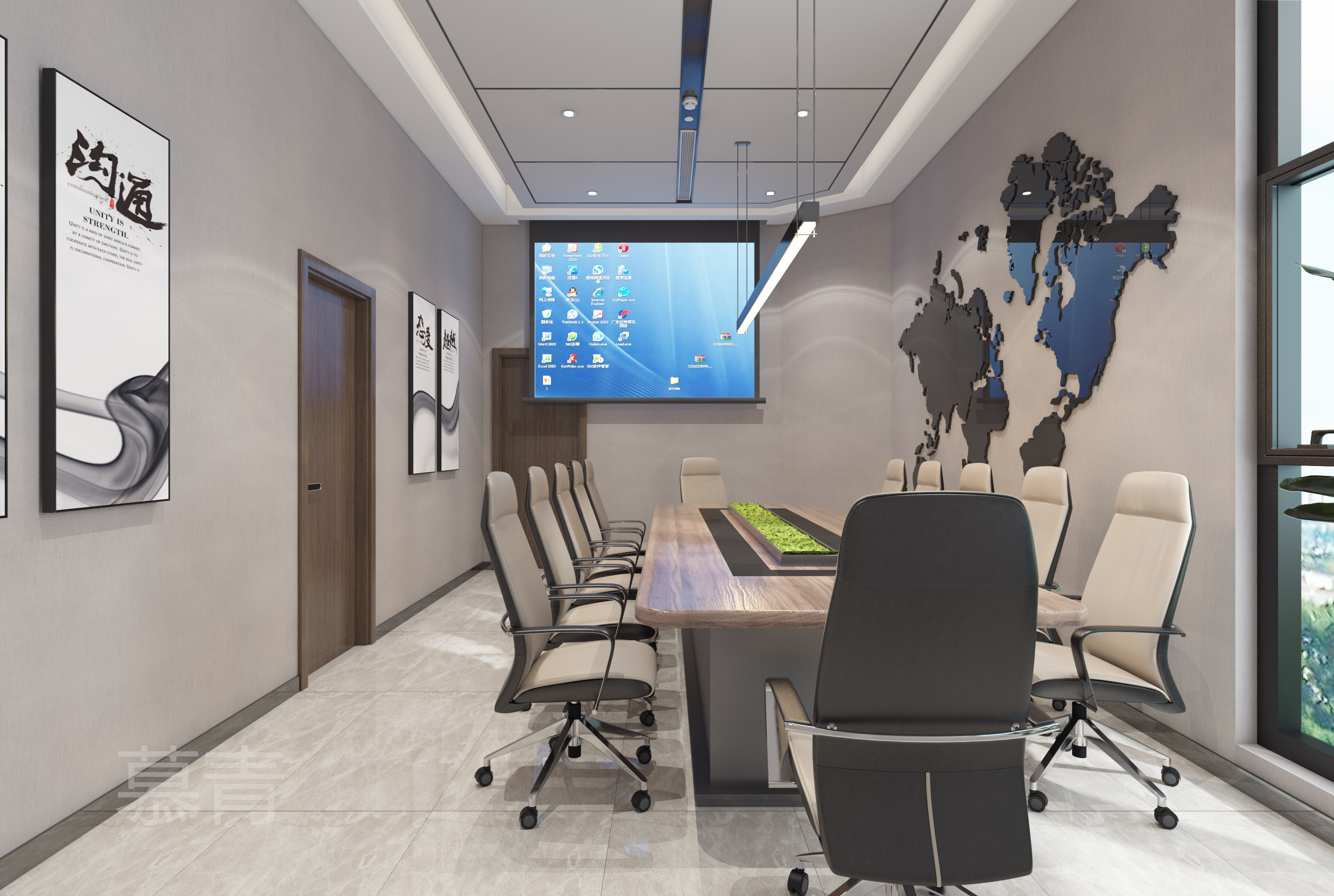 办公室—简约方式装成大气效果！                     -0