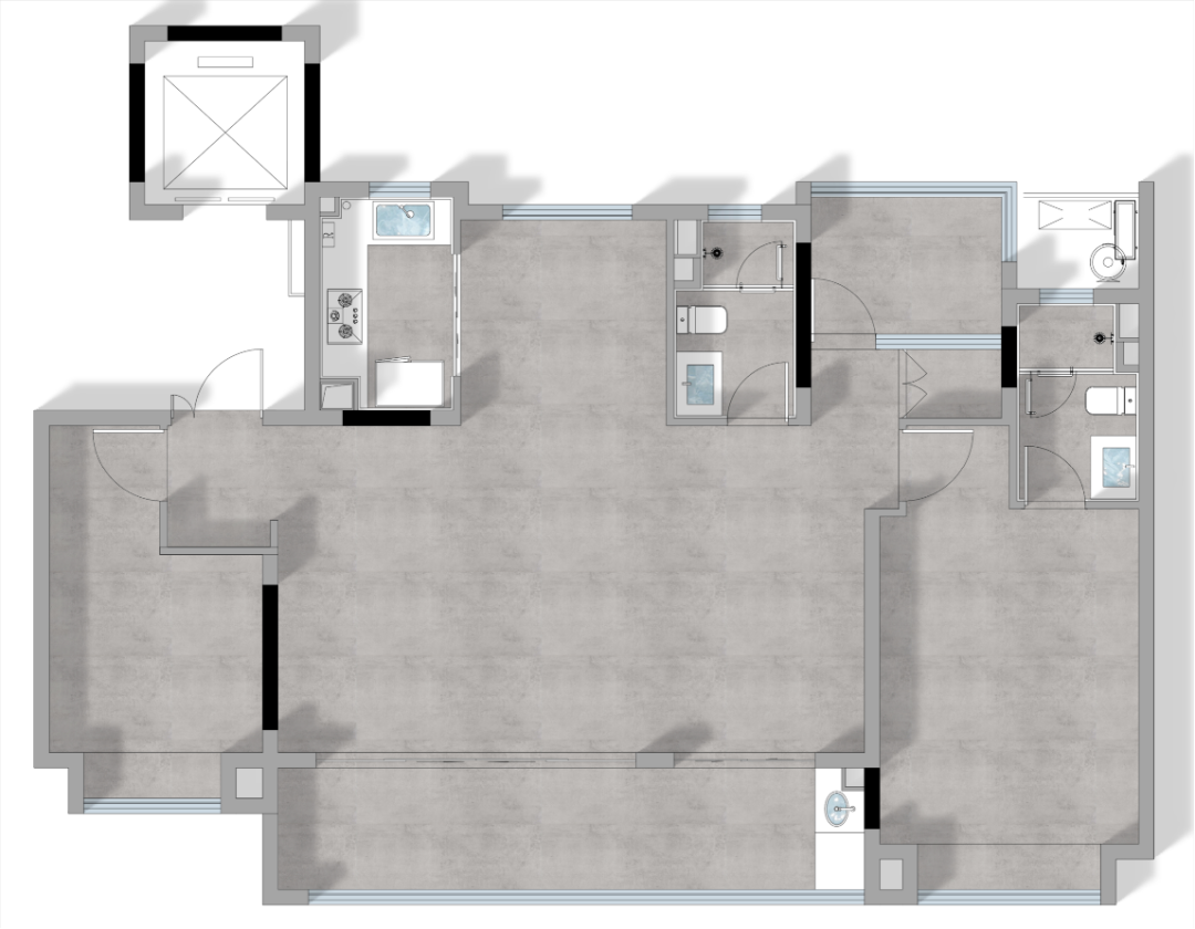 143㎡精装修全拆改,打造现代法式与中古融合的家丨飞墨设计-1
