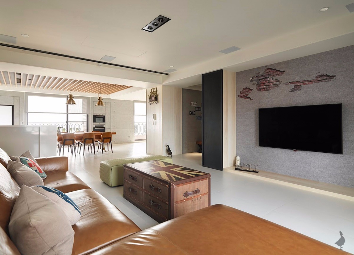 引舵·冠宇瑞空间设计 | 现代轻工业风水泥砖墙艺术涂鸦-2