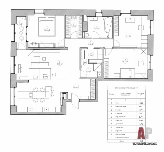 3室公寓室内设计丨Маймина Ксения（克谢尼娅·迈伊米娜）-53