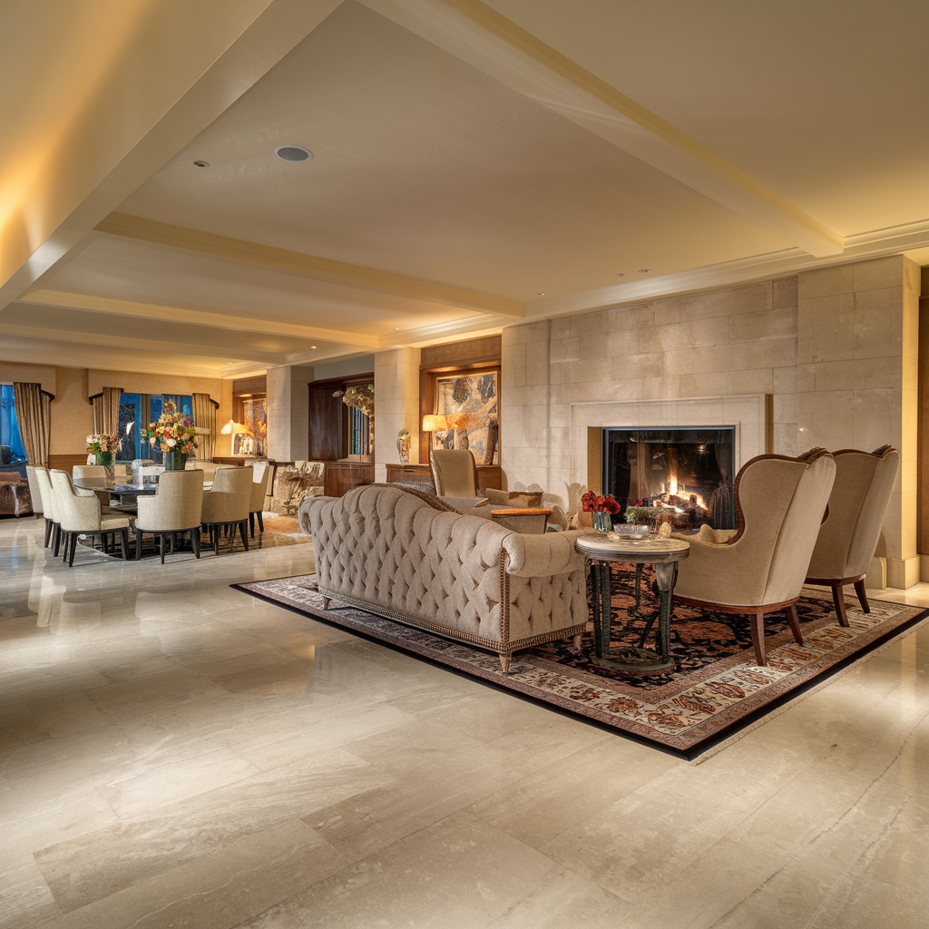 奢华米色与白色大理石餐厅设计-56