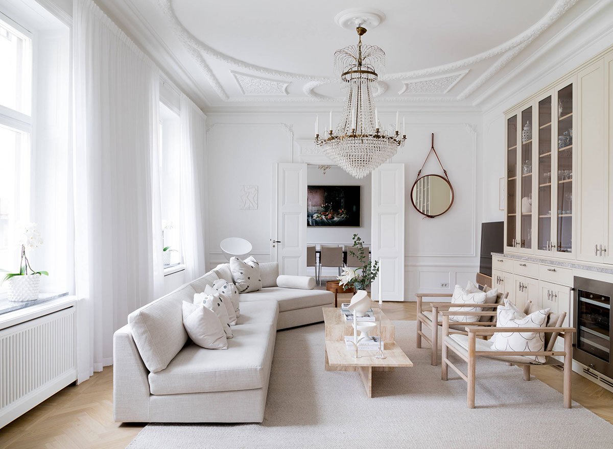 斯德哥尔摩优雅白色公寓,超大空间与精致装饰的完美结合-4