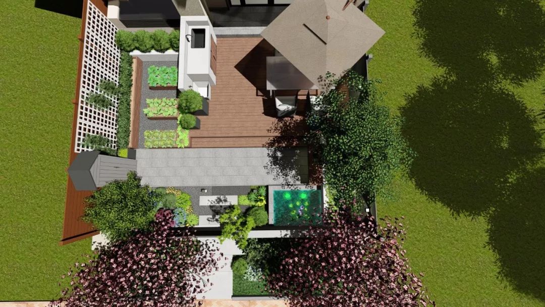 50m²简约花园设计 | 菜园、休闲区、鱼池一应俱全-47