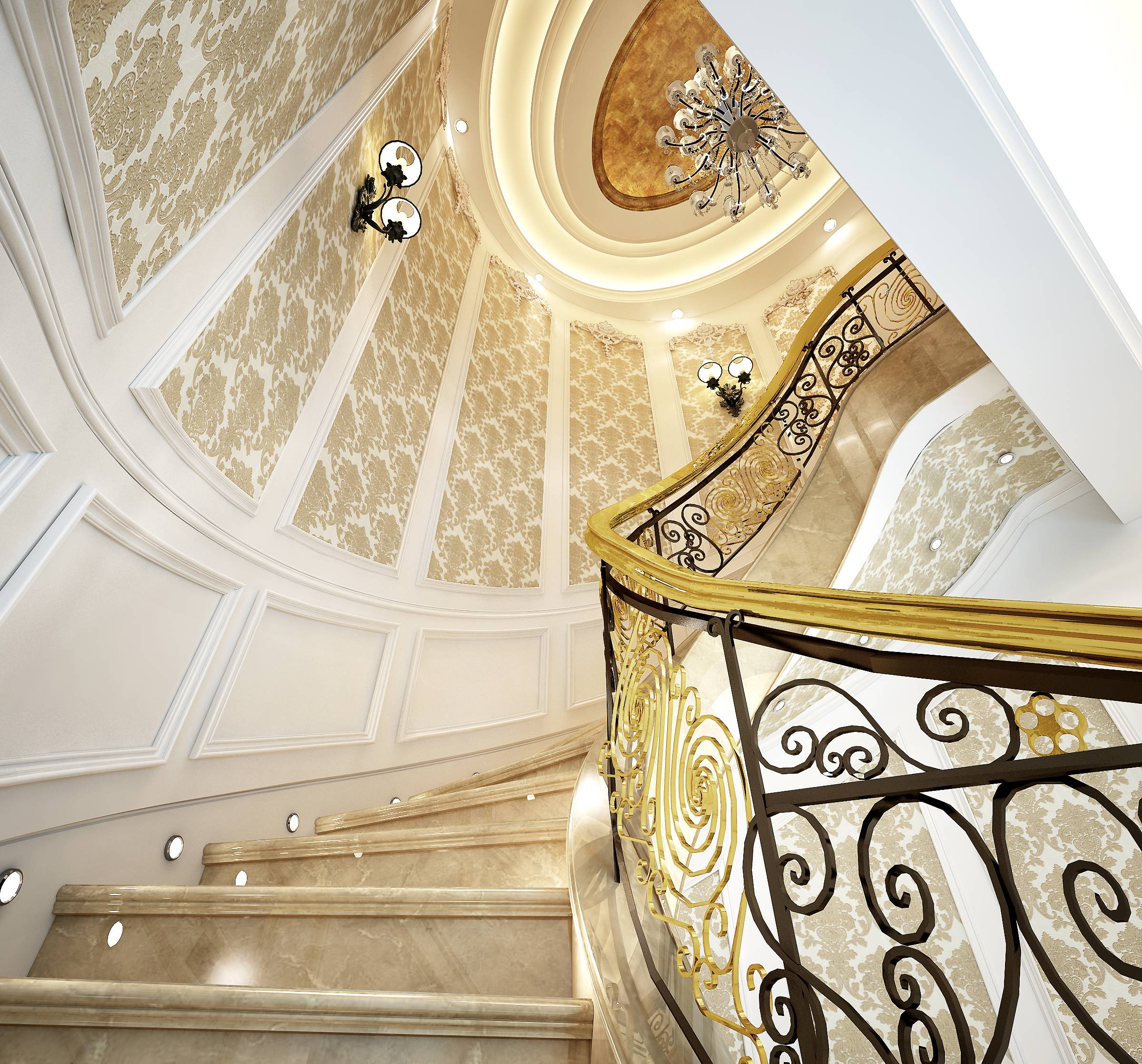 奢华欧式新古典别墅样板房CAD施工图+8张效果图含机电图-6