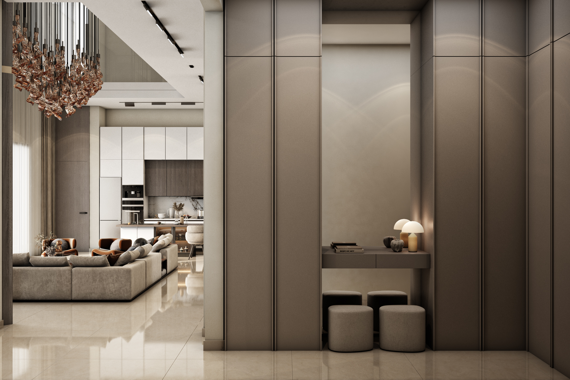 接待区与开放式厨房设计丨沙特阿拉伯丨Valley Concept Designs-13