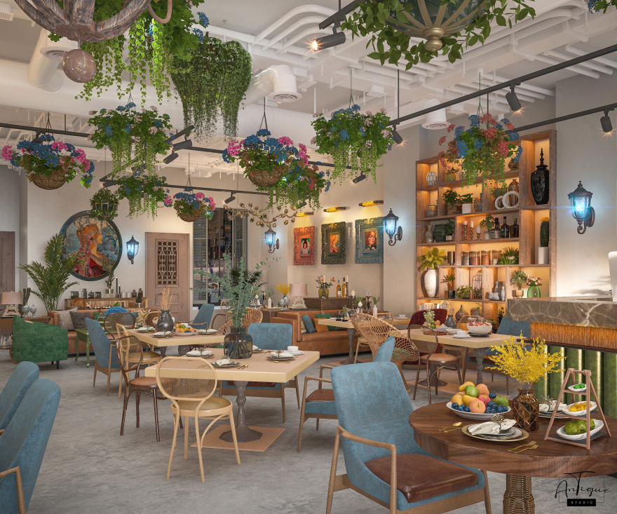 波西米亚咖啡馆兼餐厅丨ANTIQUE Studios-14