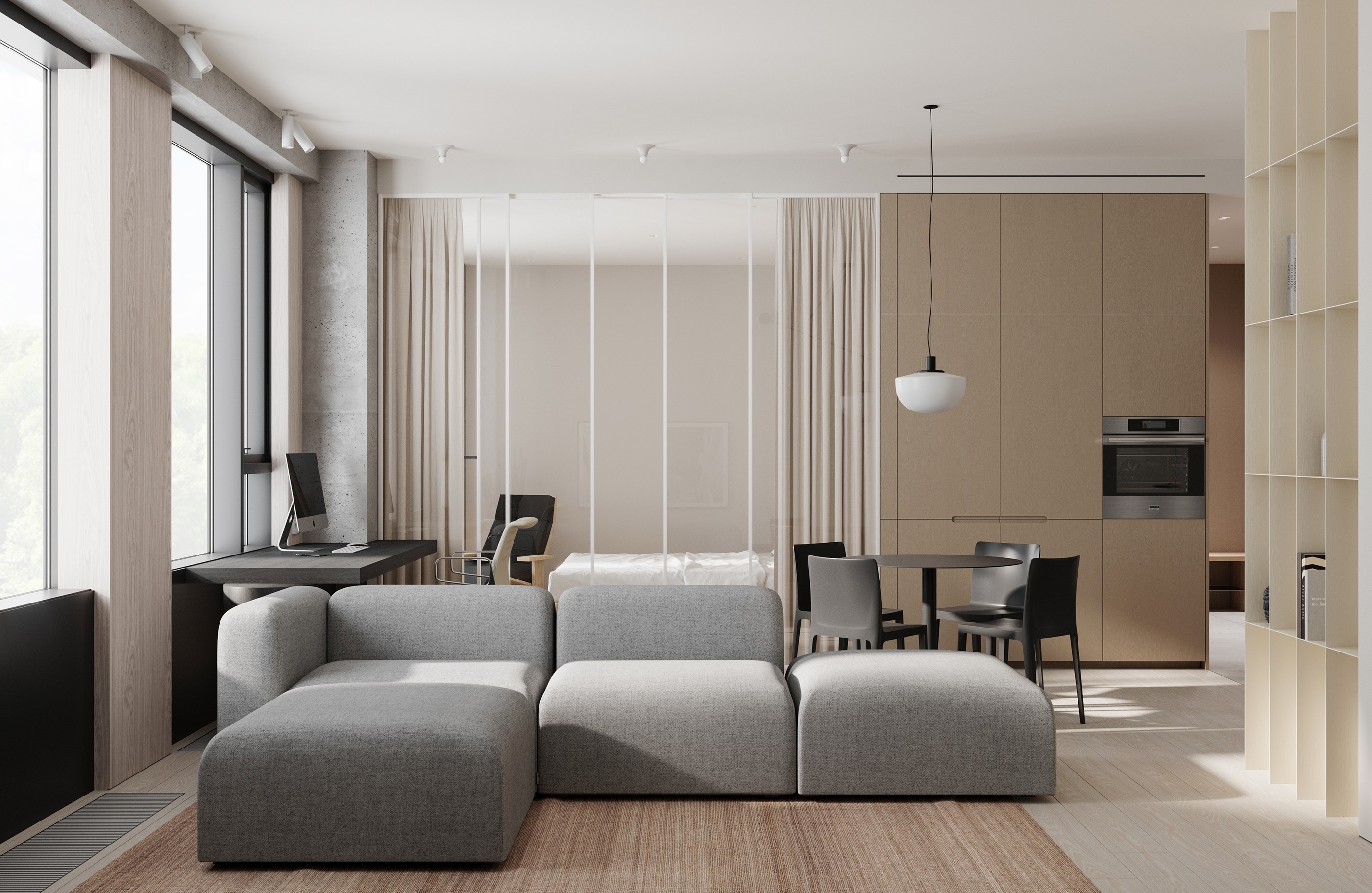 灰色系小空间公寓设计 温润、质朴的美学！-3