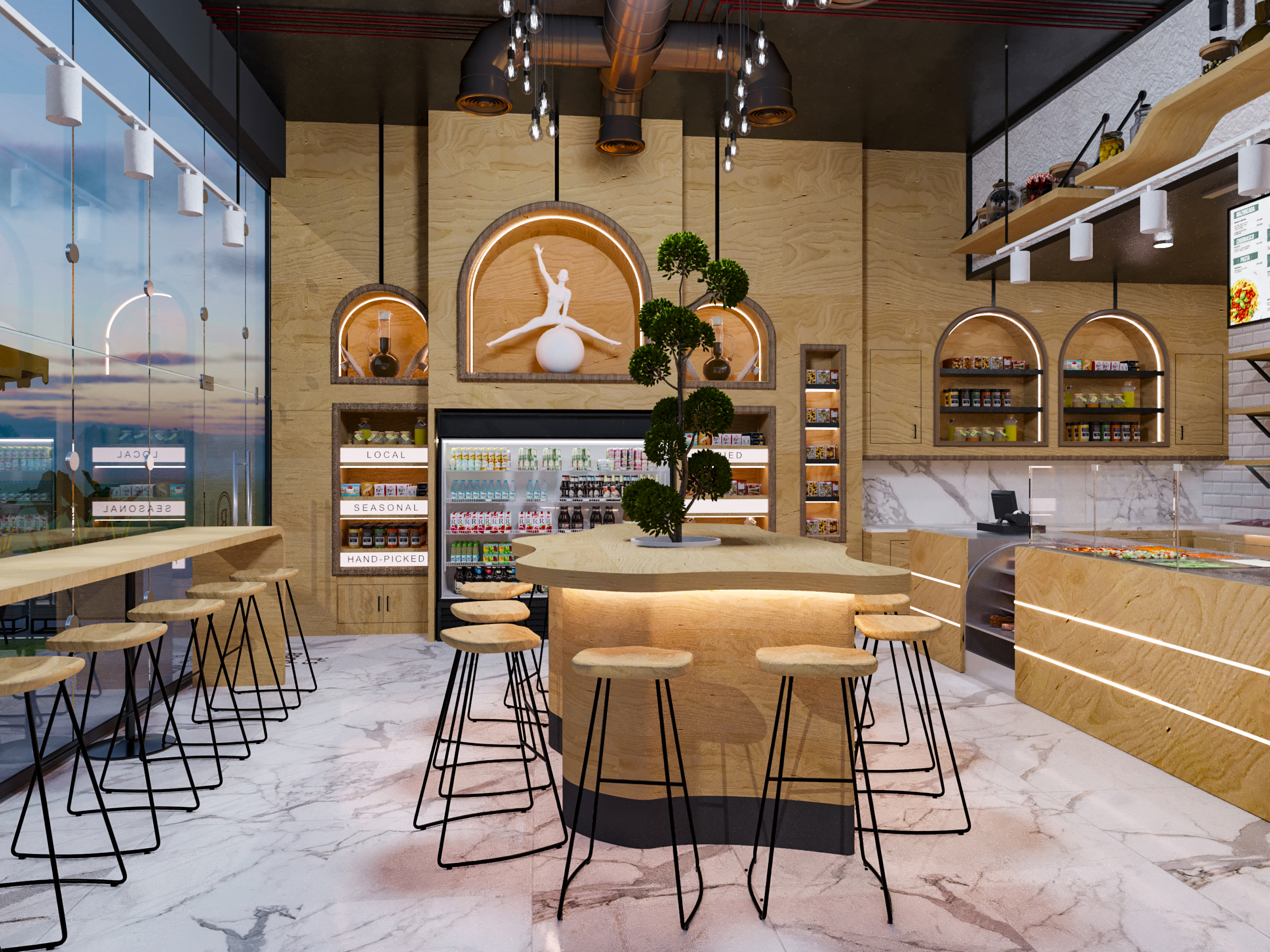 “CEDRA”  现代黎巴嫩熟食店室内设计-4