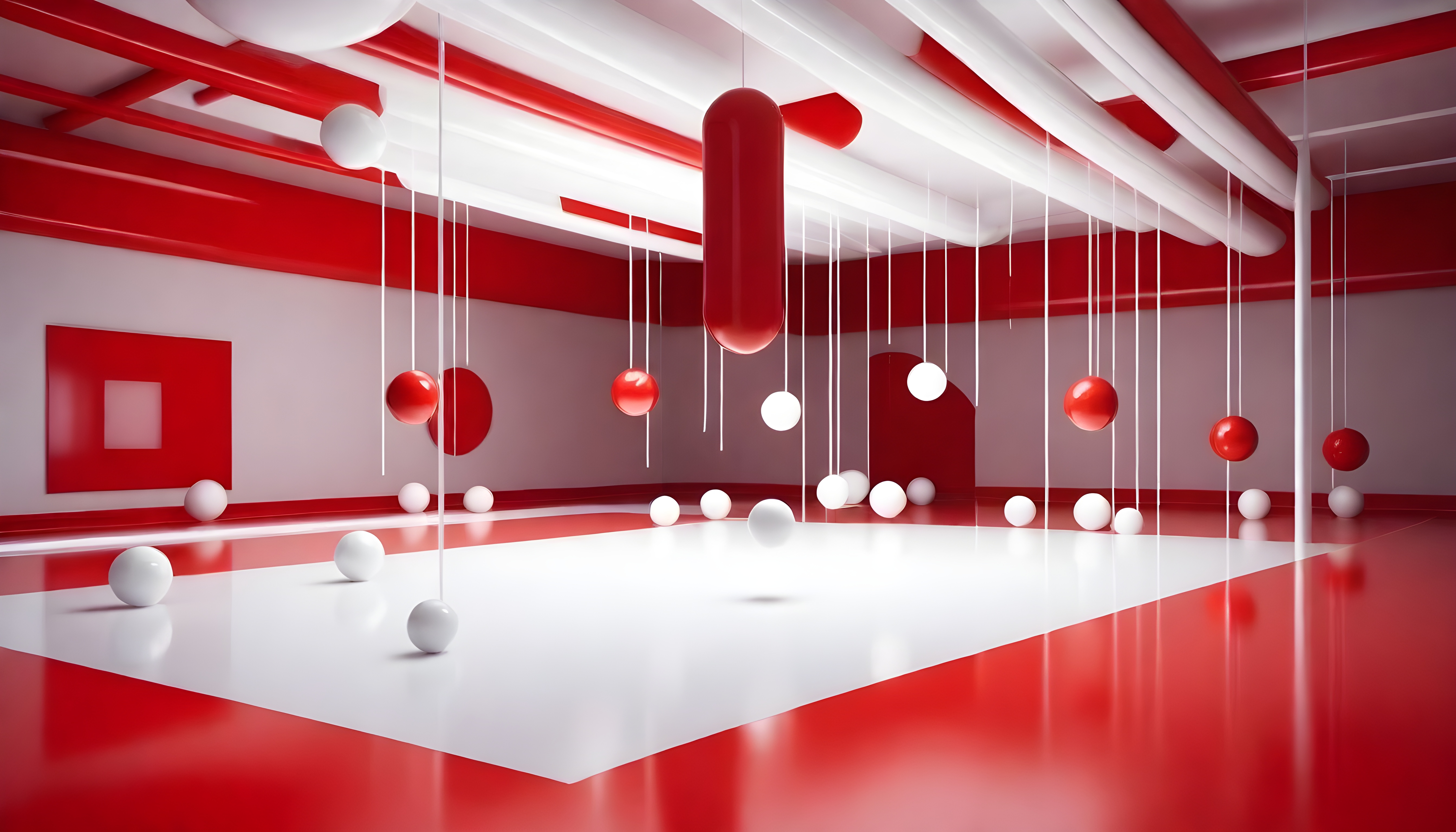 抽象红与白室内设计-2