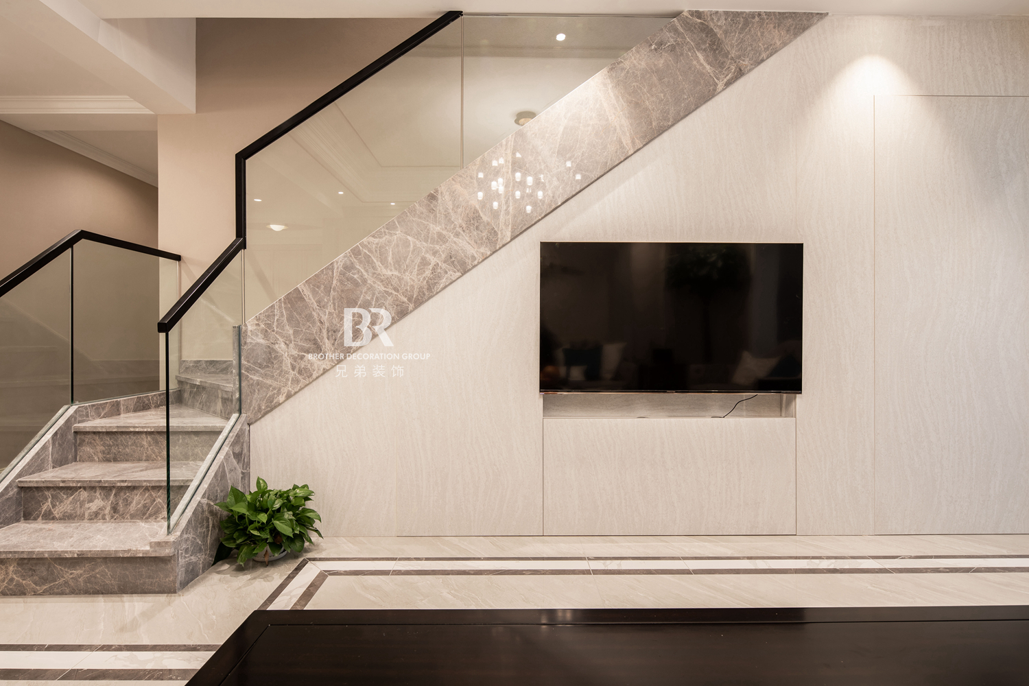 重庆中渝山顶道国宾城现代轻奢跃层装修设计-15