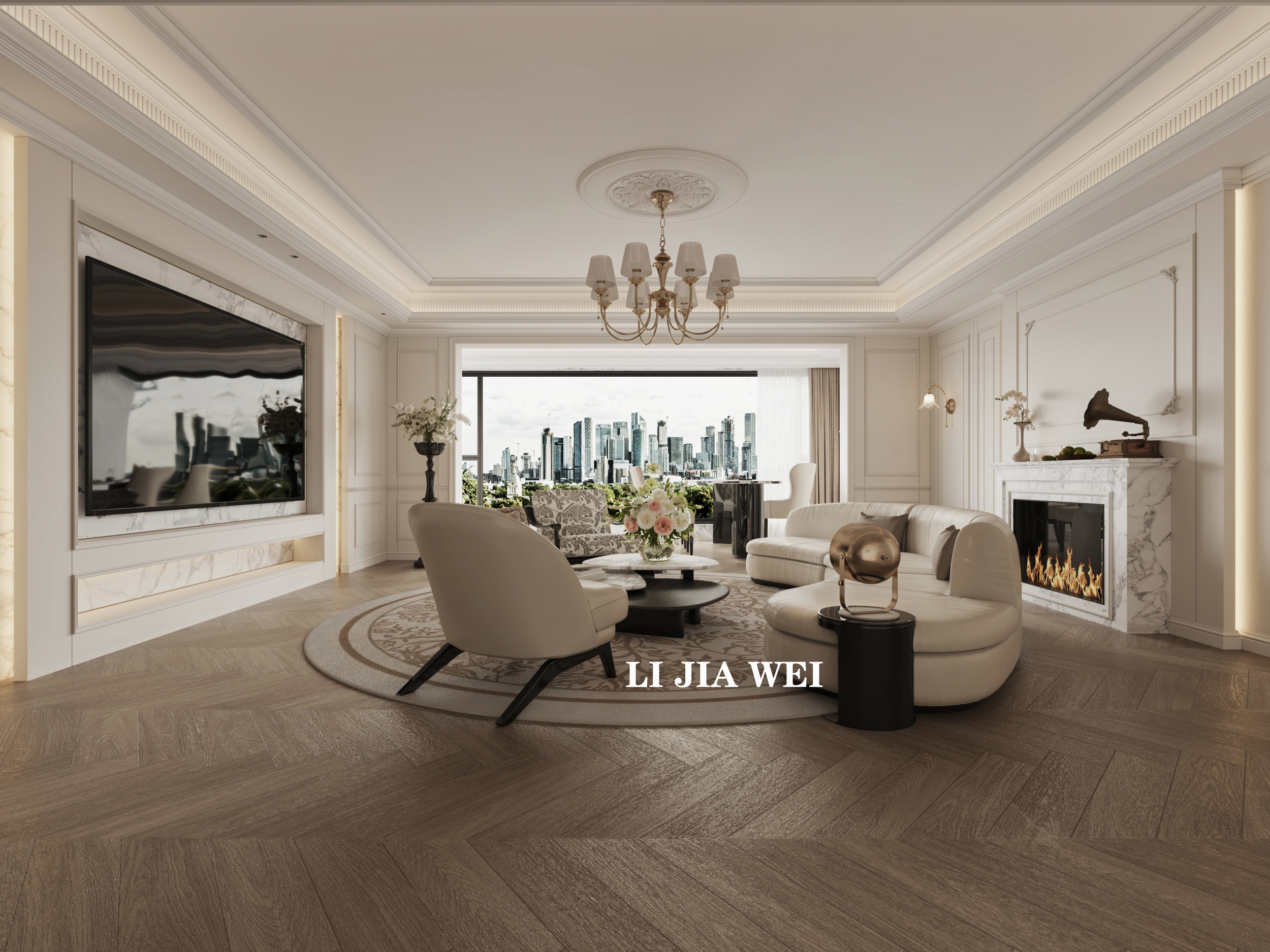 法式客厅餐厅-5