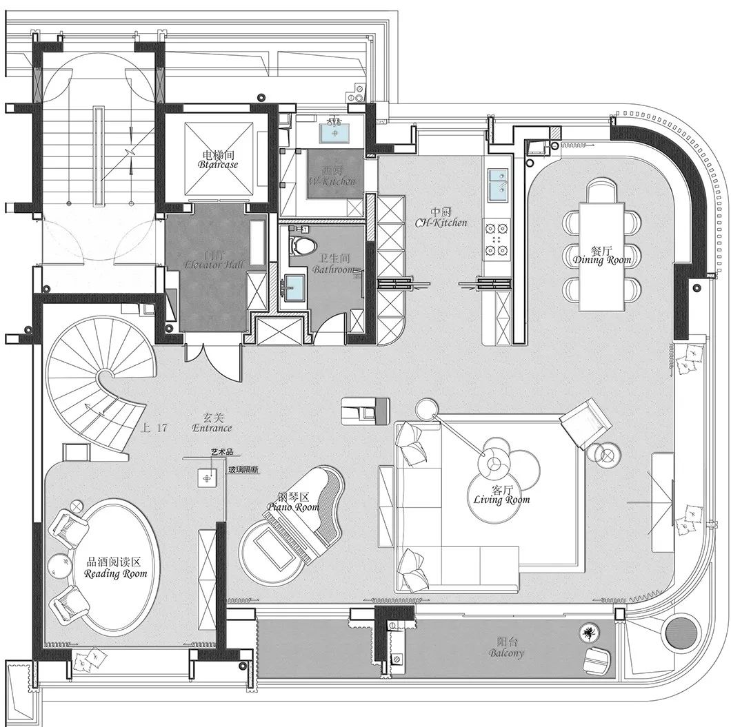 上海顶层复式豪宅，融入艺术与音乐的生活空间-114