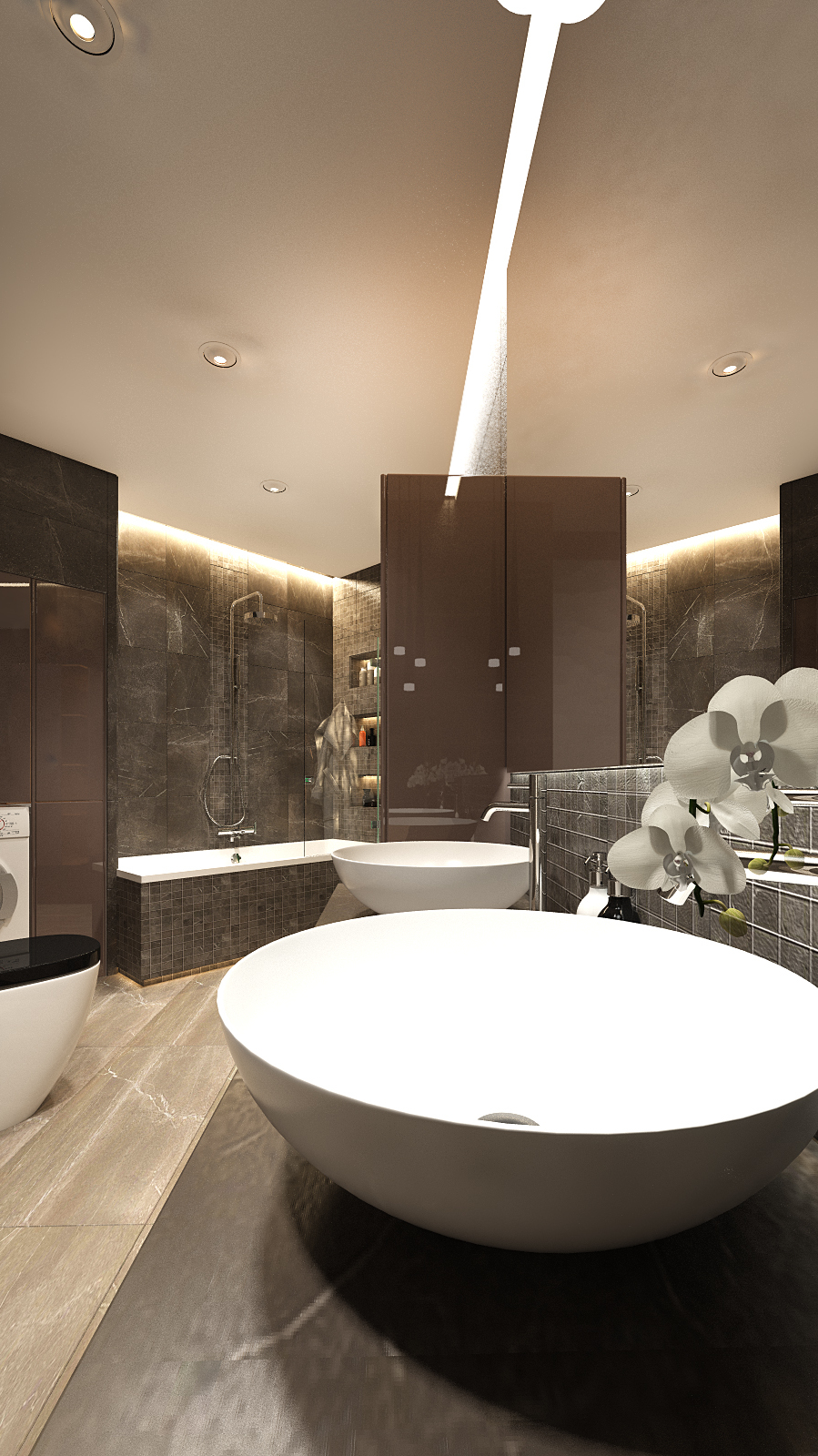 Оформление ванной в сдержанных тонах 9м² — портфолио бюро ARXY-19