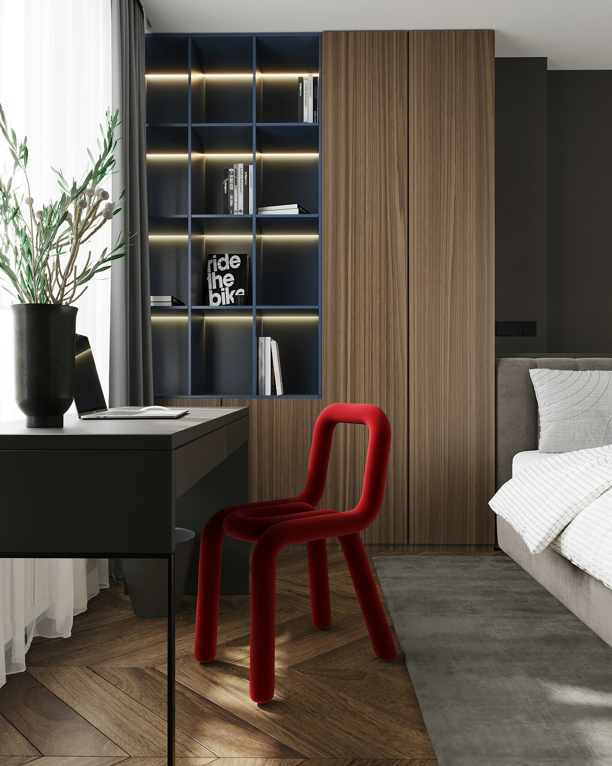 90㎡深色系公寓设计-18